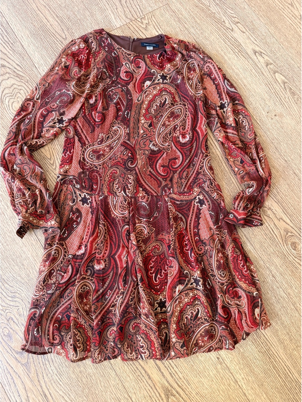 Tommy Hilfiger Women's Fall Boho Paisley Print Long Sleeve Dress Size 2